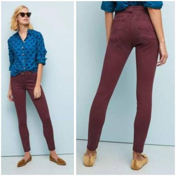 AG Adriano Goldschmied The Abby mid-rise skinny burgundy size 26 - Picture 1 of 14